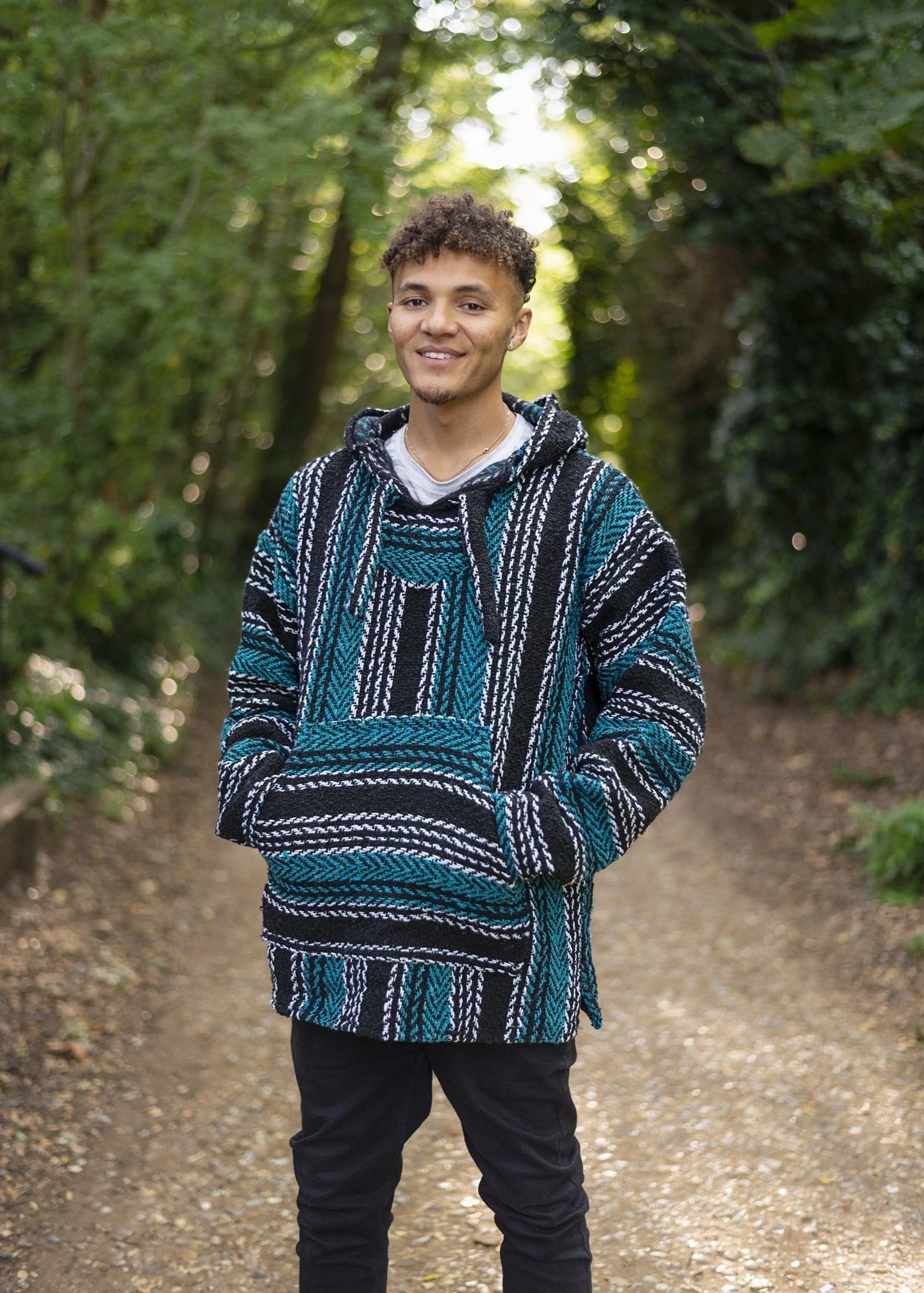 Turquoise black Baja Hoodie